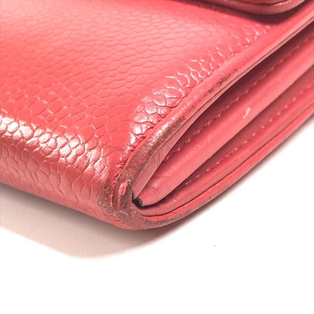 CHANEL CC Coco Mark Logo Long Wallet Flap Caviar Skin Unisex Red