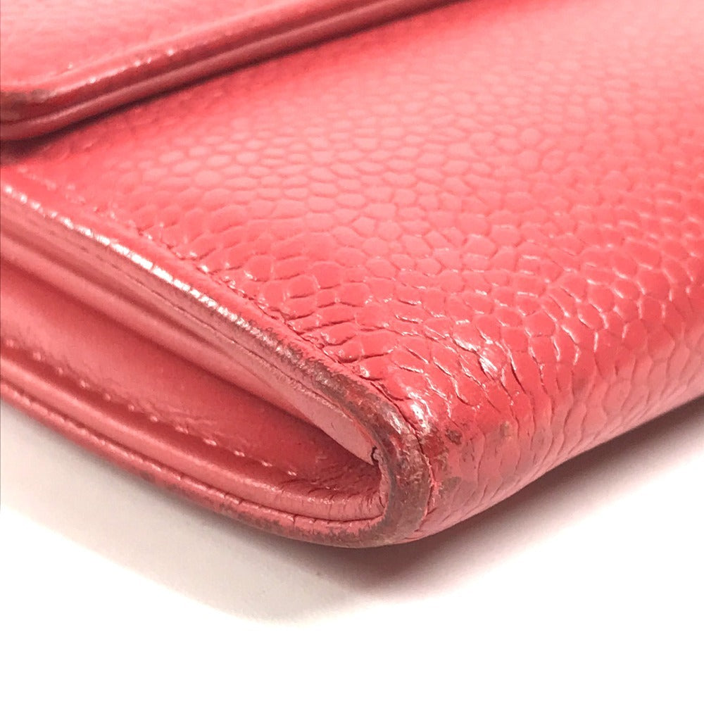 CHANEL CC Coco Mark Logo Long Wallet Flap Caviar Skin Unisex Red