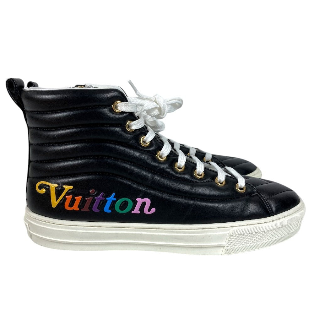 LOUIS VUITTON Shoes Rainbow Stellar Line High-Top Sneakers Leather Women's Black