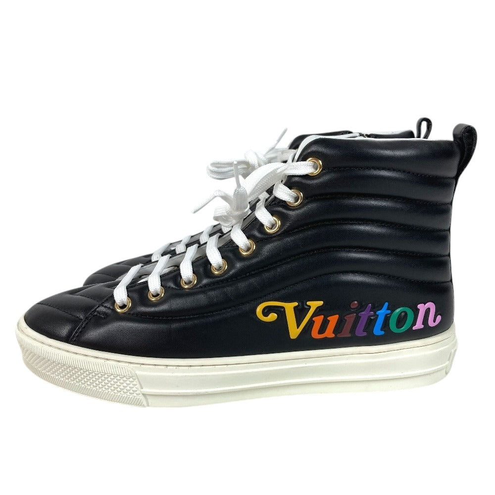 LOUIS VUITTON Shoes Rainbow Stellar Line High-Top Sneakers Leather Women's Black