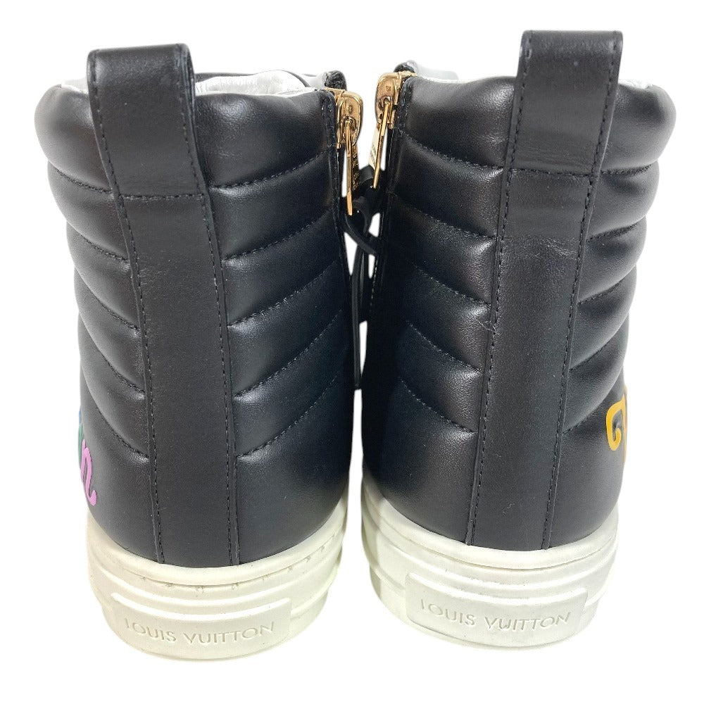 LOUIS VUITTON Shoes Rainbow Stellar Line High-Top Sneakers Leather Women's Black