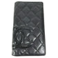 CHANEL A26717 Cambon Line CC Coco Mark Logo Long Bifold Wallet Leather Unisex Black