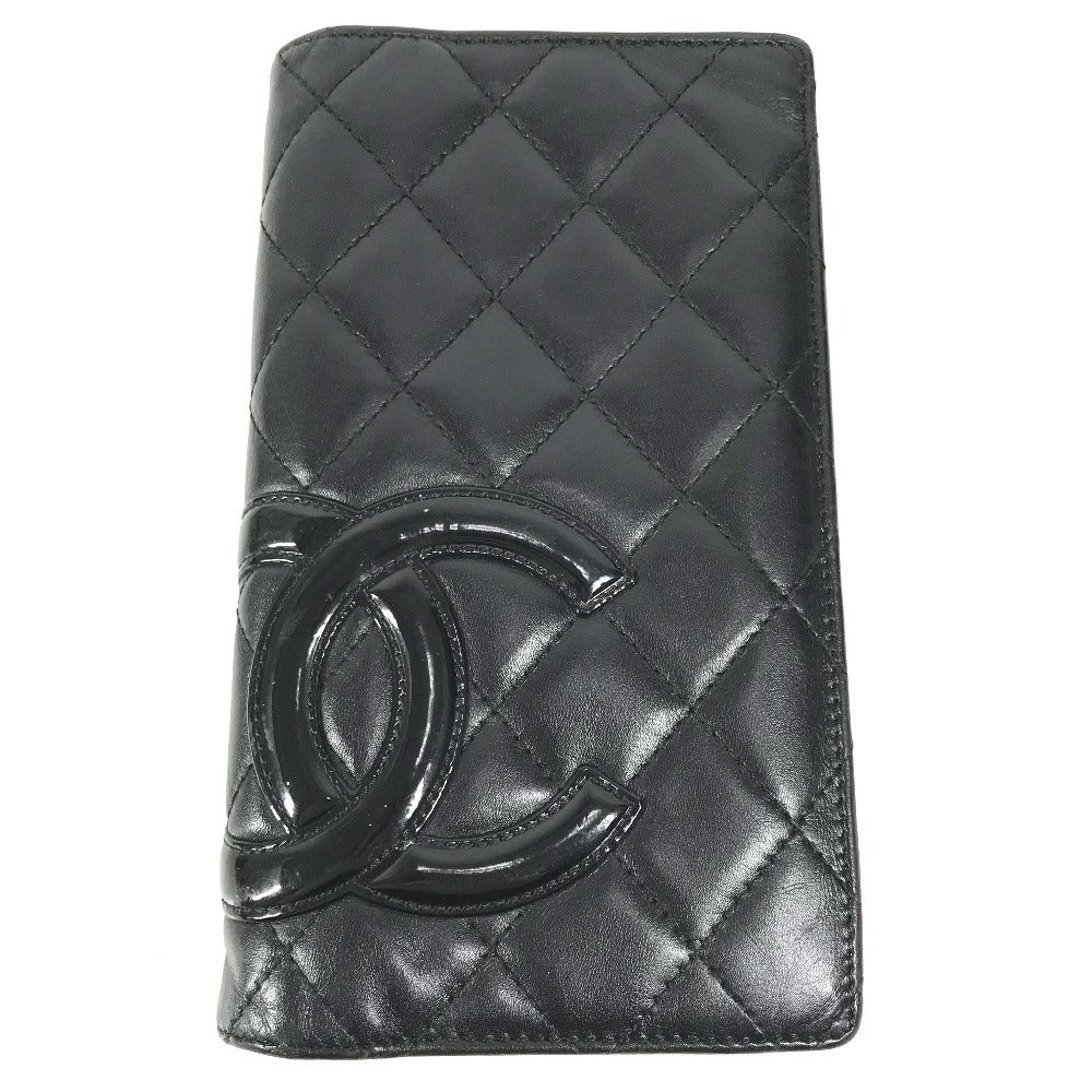 CHANEL A26717 Cambon Line CC Coco Mark Logo Long Bifold Wallet Leather Unisex Black