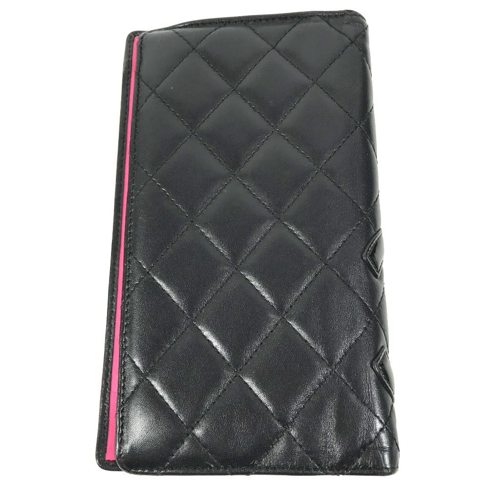 CHANEL A26717 Cambon Line CC Coco Mark Logo Long Bifold Wallet Leather Unisex Black