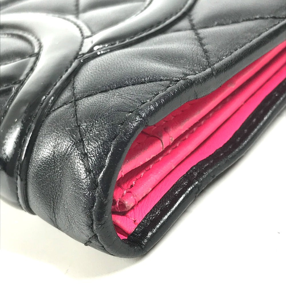 CHANEL A26717 Cambon Line CC Coco Mark Logo Long Bifold Wallet Leather Unisex Black