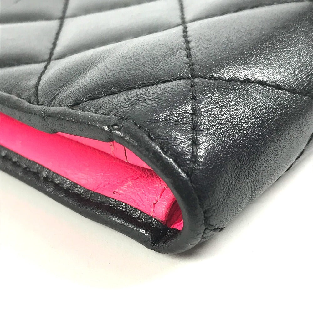 CHANEL A26717 Cambon Line CC Coco Mark Logo Long Bifold Wallet Leather Unisex Black