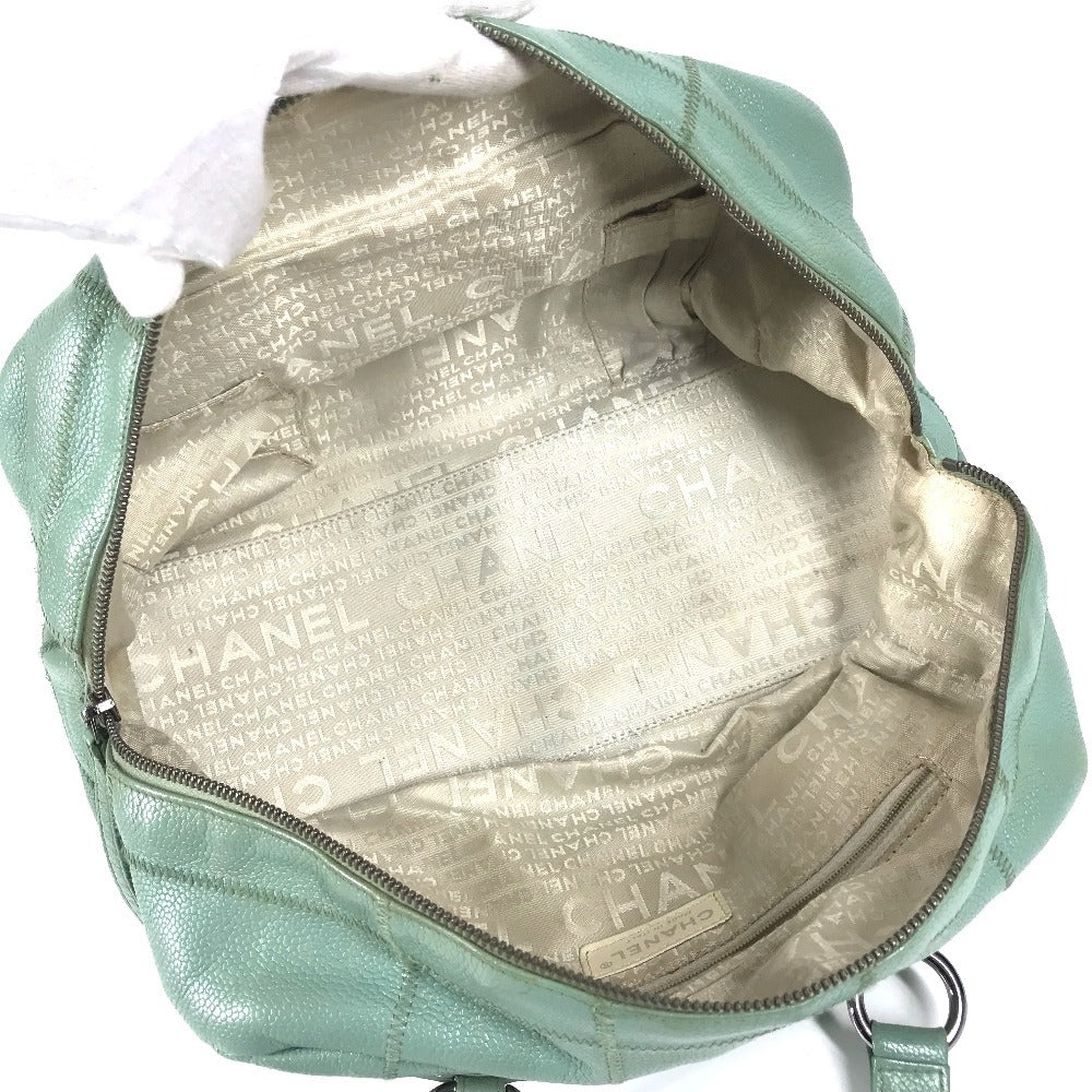 CHANEL Mini Boston Bag CC Coco Mark Logo Chocolate Bar Handbag Shoulder Bag Caviar Skin Unisex Blue