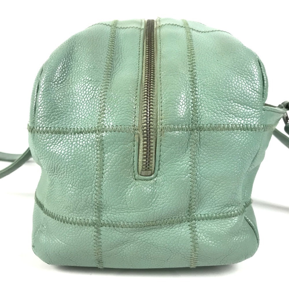 CHANEL Mini Boston Bag CC Coco Mark Logo Chocolate Bar Handbag Shoulder Bag Caviar Skin Unisex Blue