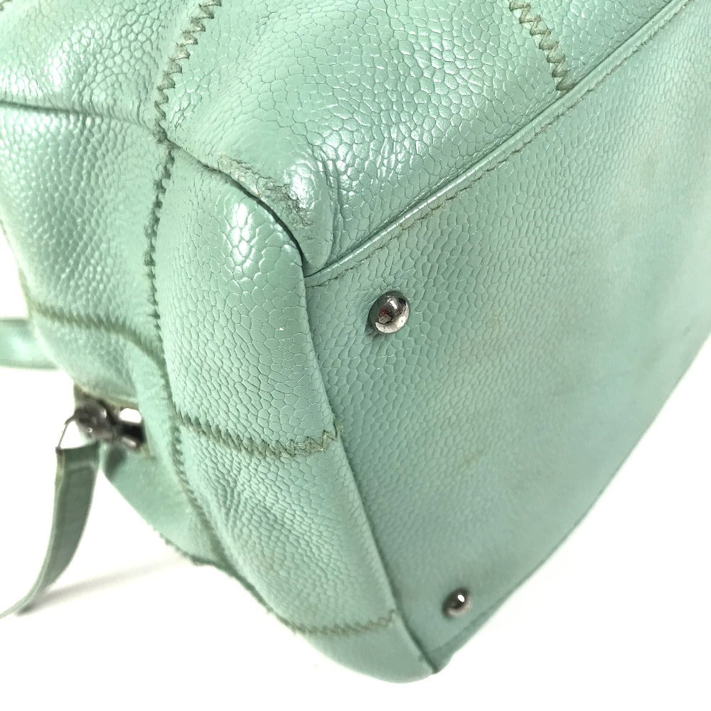 CHANEL Mini Boston Bag CC Coco Mark Logo Chocolate Bar Handbag Shoulder Bag Caviar Skin Unisex Blue