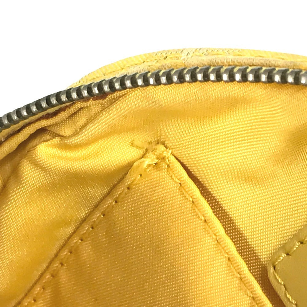 CHANEL A17682 New Travel Line CC Coco Mark Logo Strap Round Pouch Cosmetic Pouch Nylon Unisex Yellow