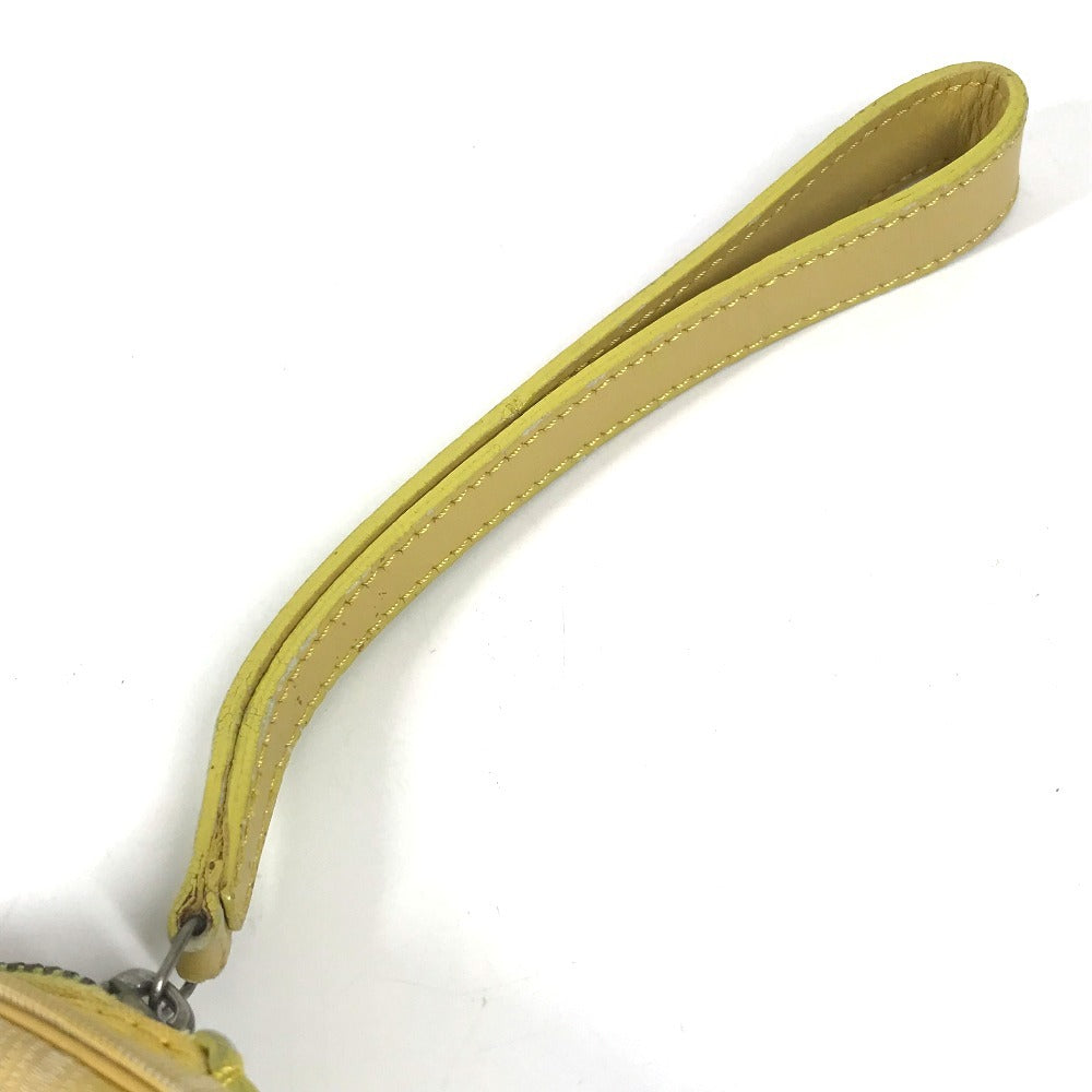 CHANEL A17682 New Travel Line CC Coco Mark Logo Strap Round Pouch Cosmetic Pouch Nylon Unisex Yellow