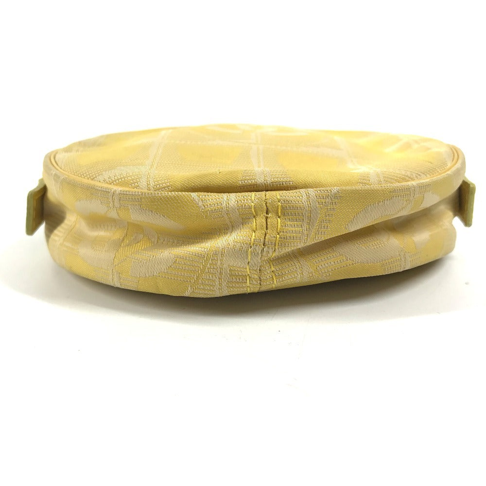CHANEL A17682 New Travel Line CC Coco Mark Logo Strap Round Pouch Cosmetic Pouch Nylon Unisex Yellow