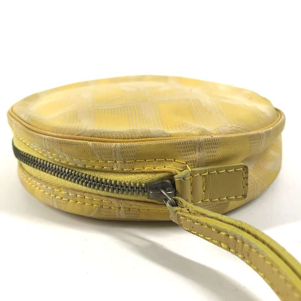 CHANEL A17682 New Travel Line CC Coco Mark Logo Strap Round Pouch Cosmetic Pouch Nylon Unisex Yellow