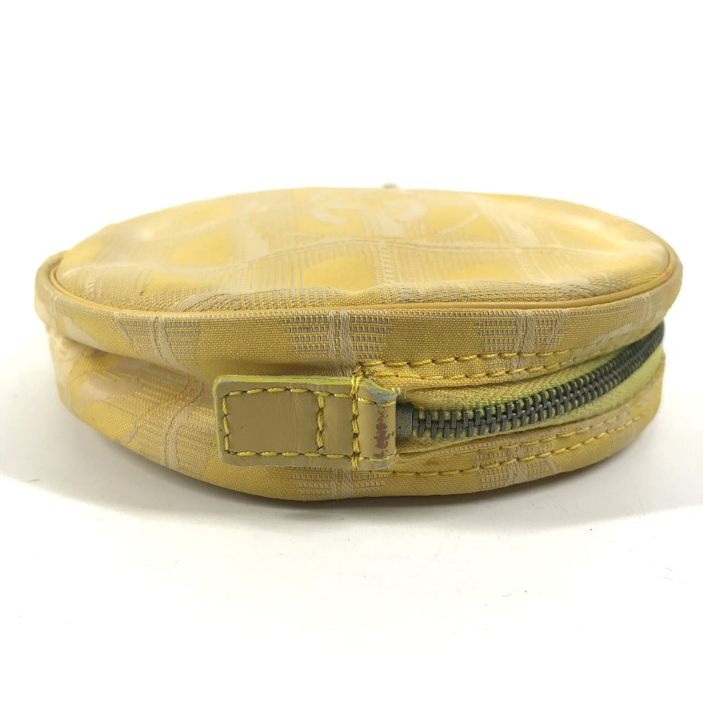 CHANEL A17682 New Travel Line CC Coco Mark Logo Strap Round Pouch Cosmetic Pouch Nylon Unisex Yellow