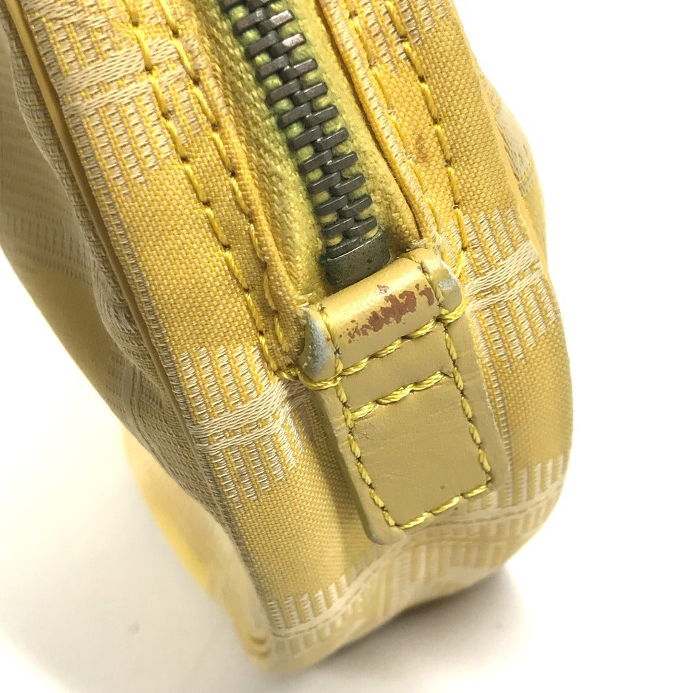 CHANEL A17682 New Travel Line CC Coco Mark Logo Strap Round Pouch Cosmetic Pouch Nylon Unisex Yellow