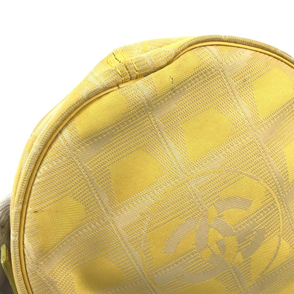 CHANEL A17682 New Travel Line CC Coco Mark Logo Strap Round Pouch Cosmetic Pouch Nylon Unisex Yellow