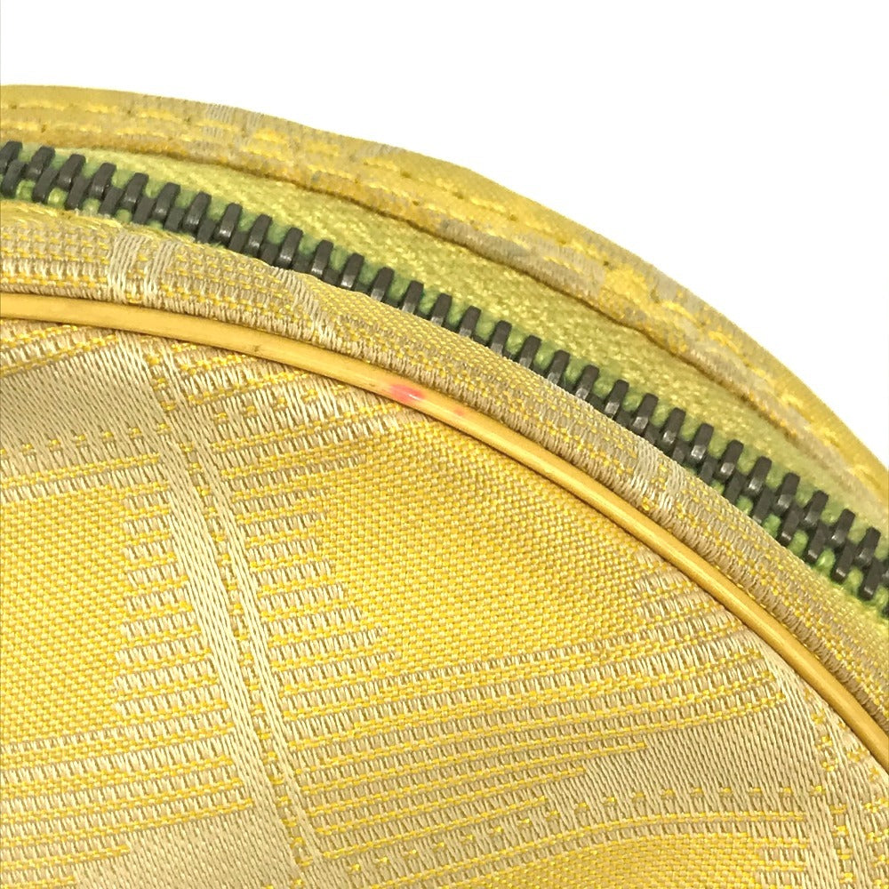 CHANEL A17682 New Travel Line CC Coco Mark Logo Strap Round Pouch Cosmetic Pouch Nylon Unisex Yellow