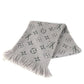LOUIS VUITTON M74742 Echarpe Logomania Fringed Scarf Wool Unisex Grips Perle Grey