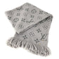 LOUIS VUITTON M74742 Echarpe Logomania Fringed Scarf Wool Unisex Grips Perle Grey