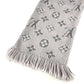 LOUIS VUITTON M74742 Echarpe Logomania Fringed Scarf Wool Unisex Grips Perle Grey