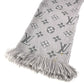 LOUIS VUITTON M74742 Echarpe Logomania Fringed Scarf Wool Unisex Grips Perle Grey