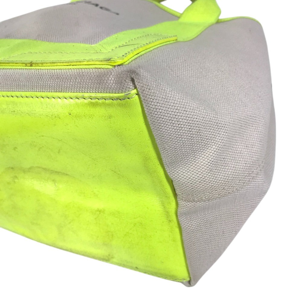 BALENCIAGA 339933 Navy Cabas S Navy Cabas S Bag Tote Bag Handbag Leather/Canvas Unisex Yellow