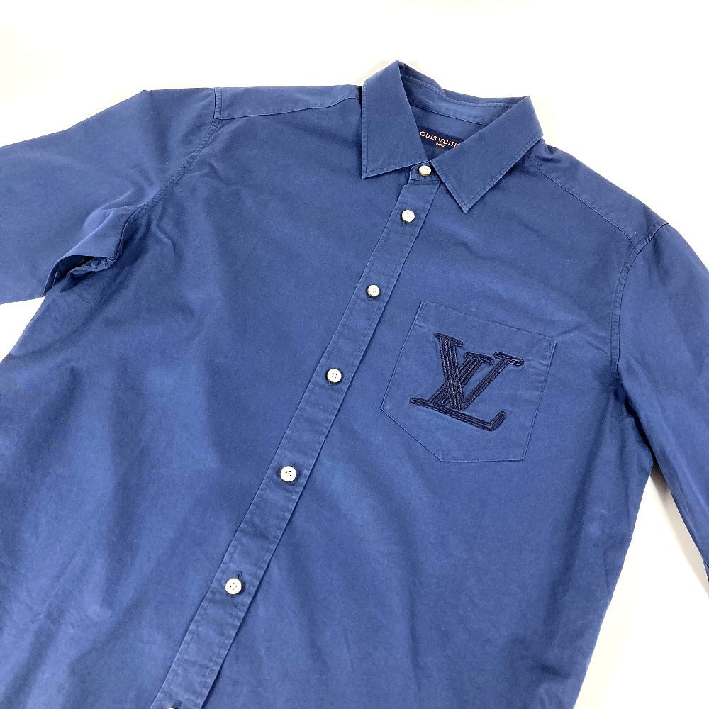LOUIS VUITTON 2024年 LVロゴ アパレル トップス 長袖 シャツ 長袖シャツ コットン メンズ ネイビー