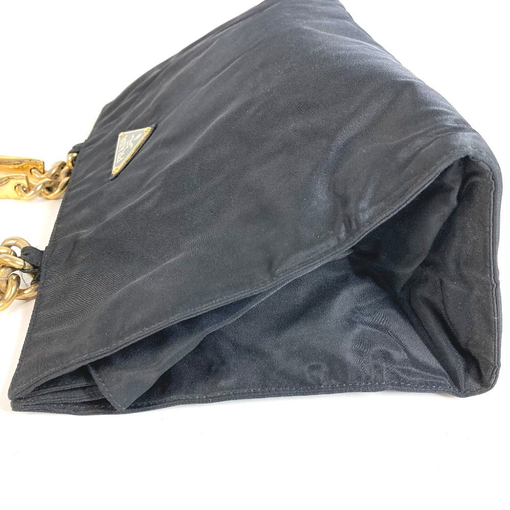 PRADA Triangle Logo Plate Metal Handle Bag Tote Bag Handbag Nylon Unisex Black