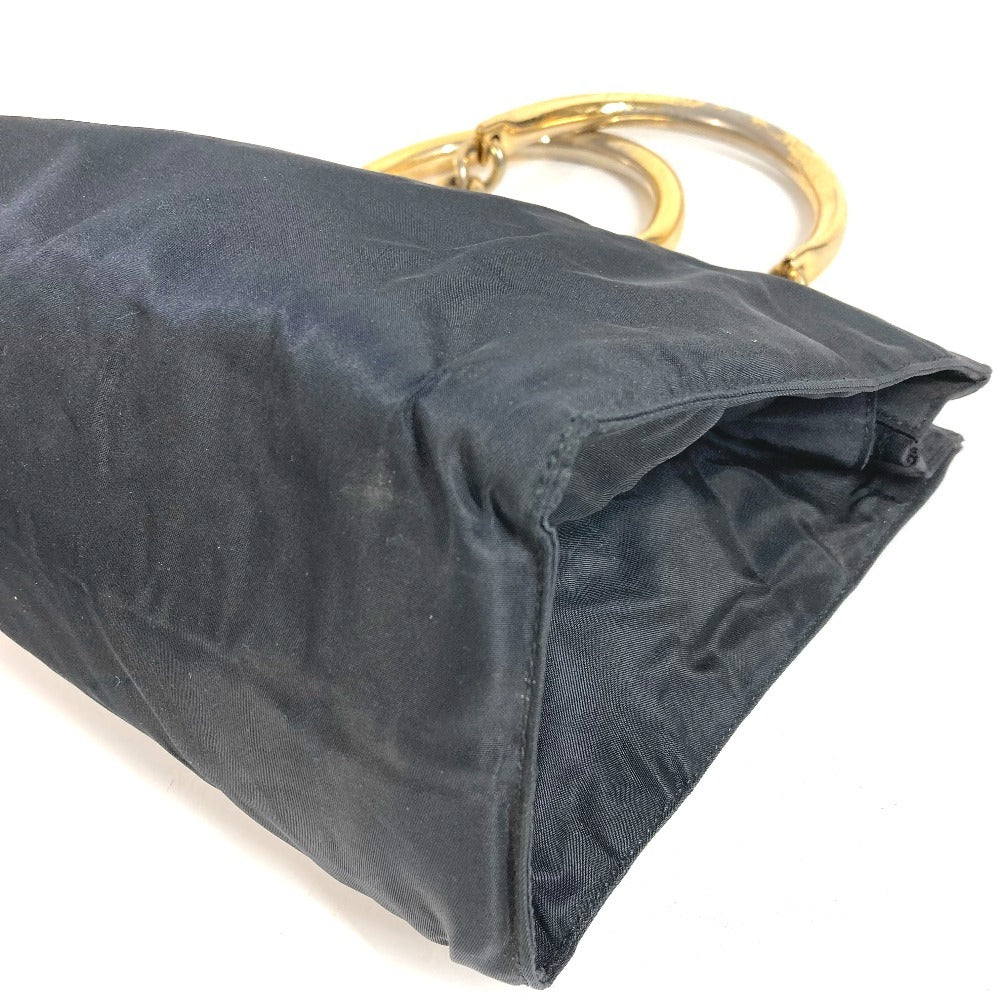 PRADA Triangle Logo Plate Metal Handle Bag Tote Bag Handbag Nylon Unisex Black