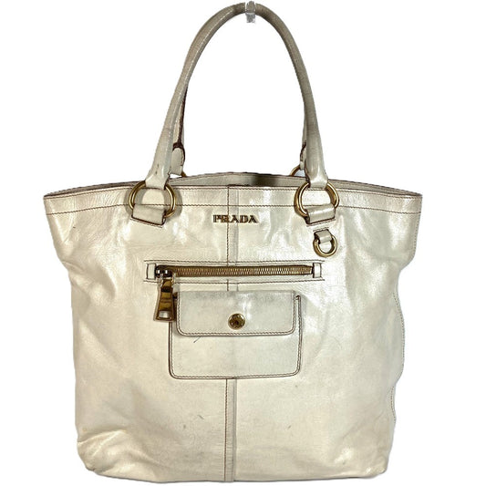 PRADA BR4220 Logo Bag Shoulder Tote Bag Shoulder Bag Leather Unisex Ivory