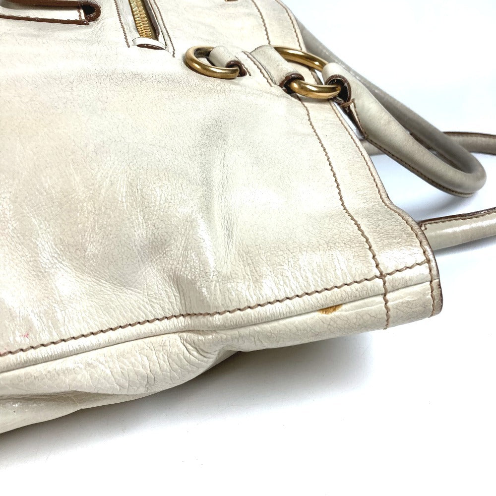 PRADA BR4220 Logo Bag Shoulder Tote Bag Shoulder Bag Leather Unisex Ivory