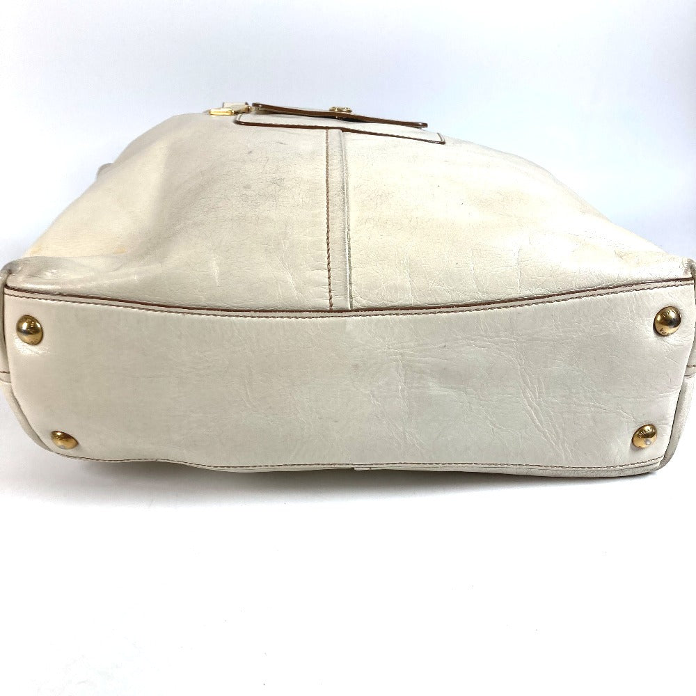 PRADA BR4220 Logo Bag Shoulder Tote Bag Shoulder Bag Leather Unisex Ivory
