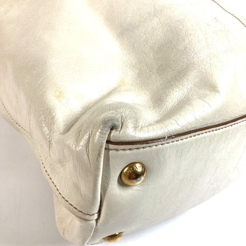 PRADA BR4220 Logo Bag Shoulder Tote Bag Shoulder Bag Leather Unisex Ivory
