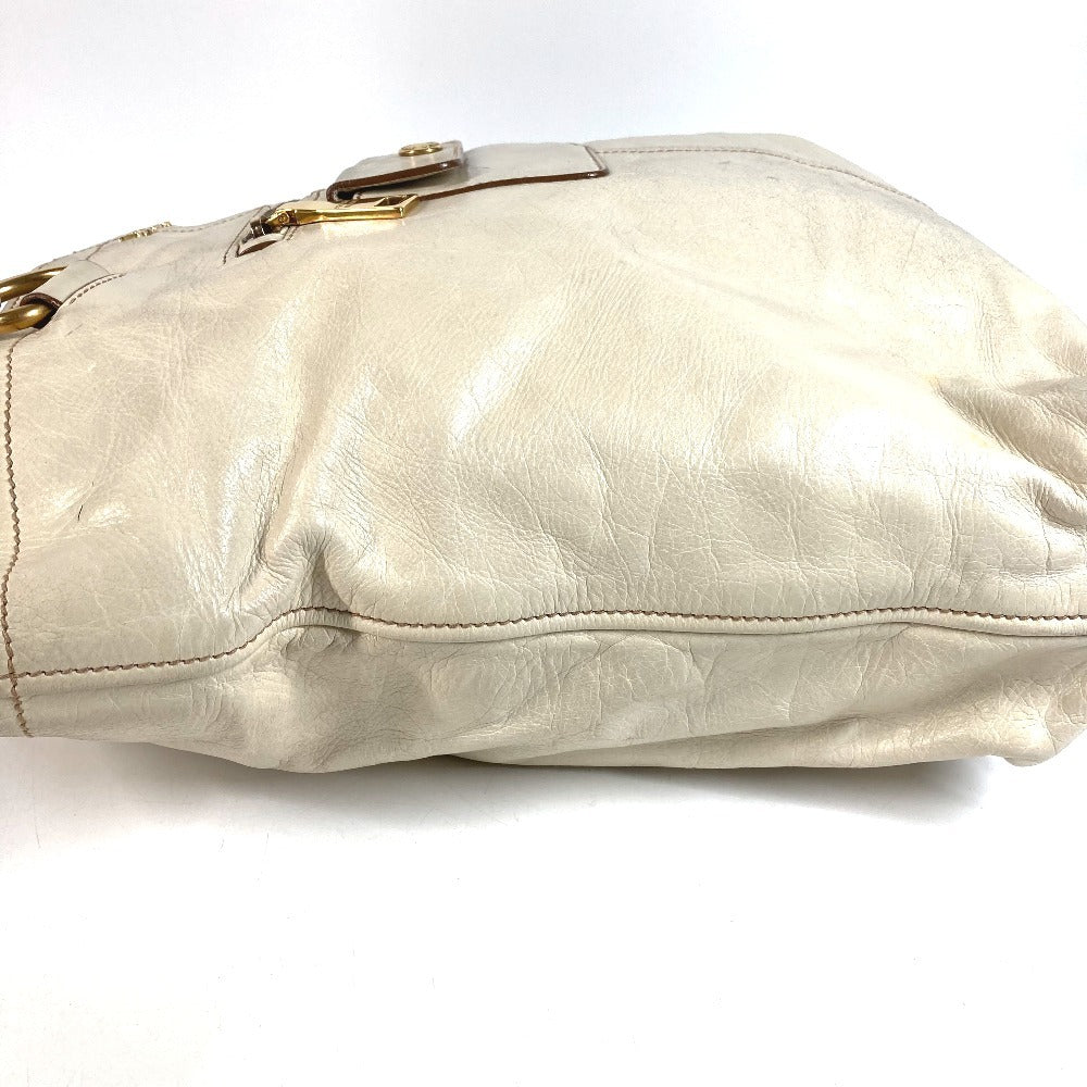 PRADA BR4220 Logo Bag Shoulder Tote Bag Shoulder Bag Leather Unisex Ivory