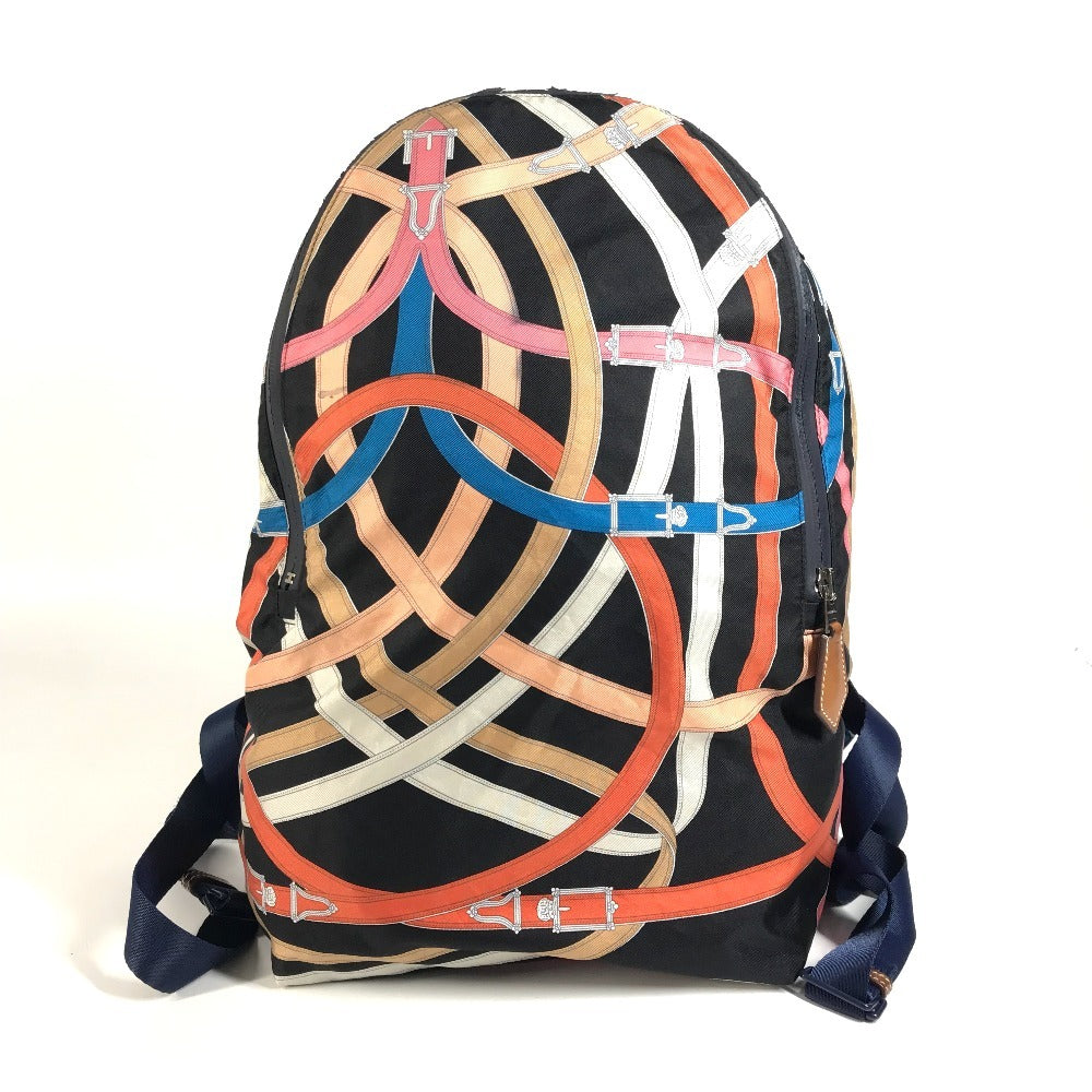 HERMES Airsilk Cavalcadour Backpack Bag Rucksack Silk Unisex Black