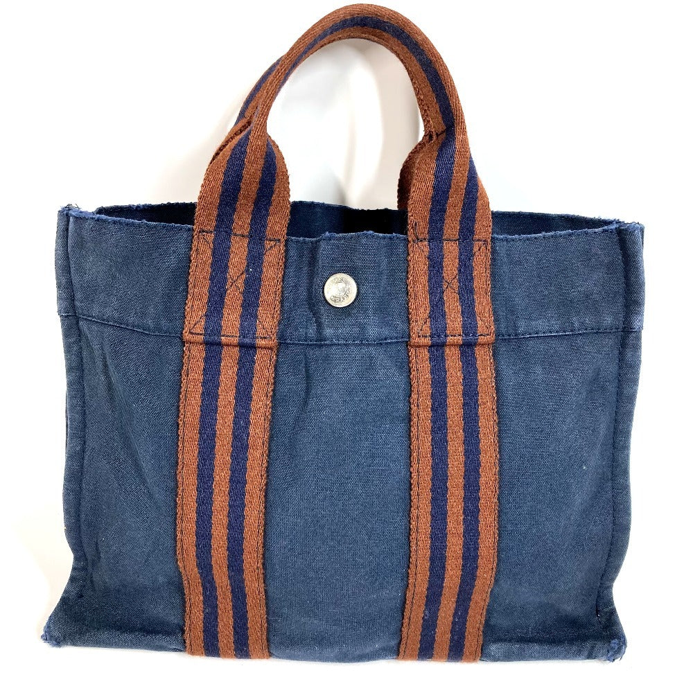 HERMES Fourre-Tout PM Fourre Tout PM Bag Tote Bag Handbag Cotton Unisex Navy