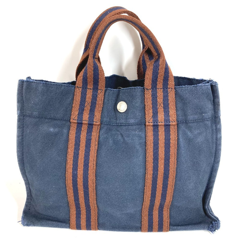HERMES Fourre-Tout PM Fourre Tout PM Bag Tote Bag Handbag Cotton Unisex Navy