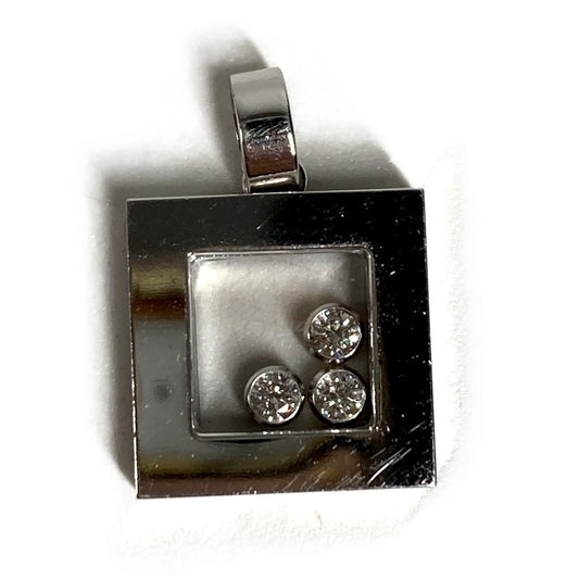 Chopard Diamond 18K Gold Happy Diamond Jewelry Necklace Pendant Top WG750 Women's Silver