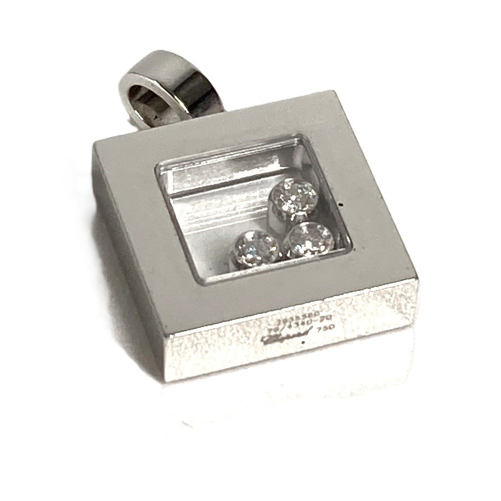 Chopard Diamond 18K Gold Happy Diamond Jewelry Necklace Pendant Top WG750 Women's Silver