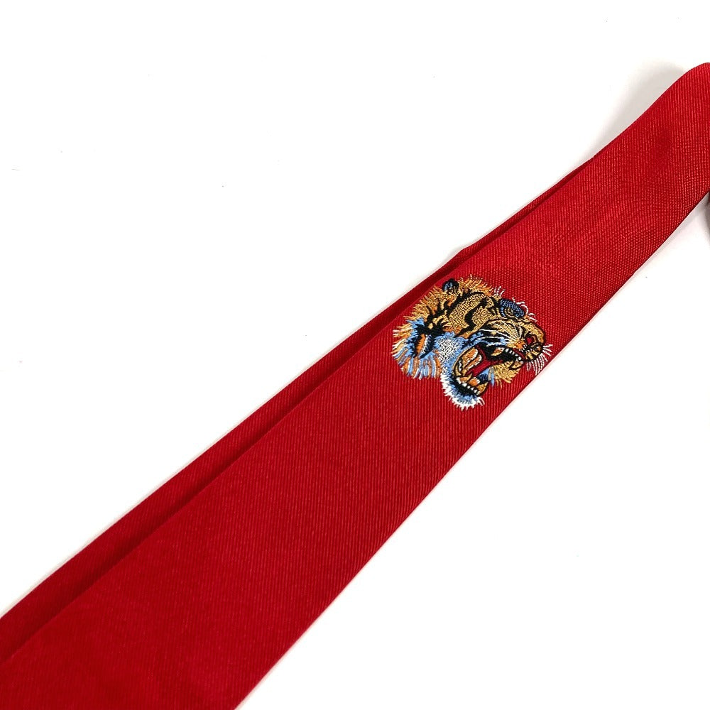 GUCCI Unknown Tiger Logo Suit Accessory Tie Silk Men's Red