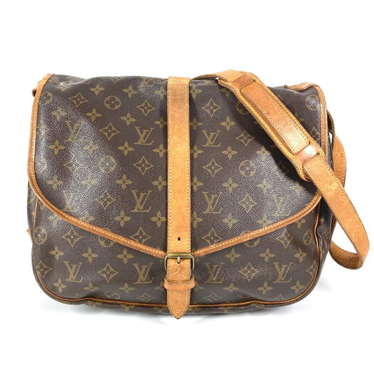 LOUIS VUITTON M42254 Monogram Saumur 35 Shoulder Bag, Crossbody Flap, Monogram Canvas, Unisex, Brown
