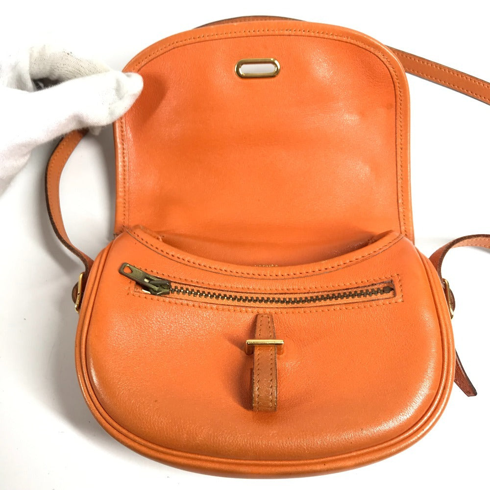 HERMES Vintage Balle de Golf Mini Flap Bag Crossbody Pouch Shoulder Bag Leather Unisex Orange