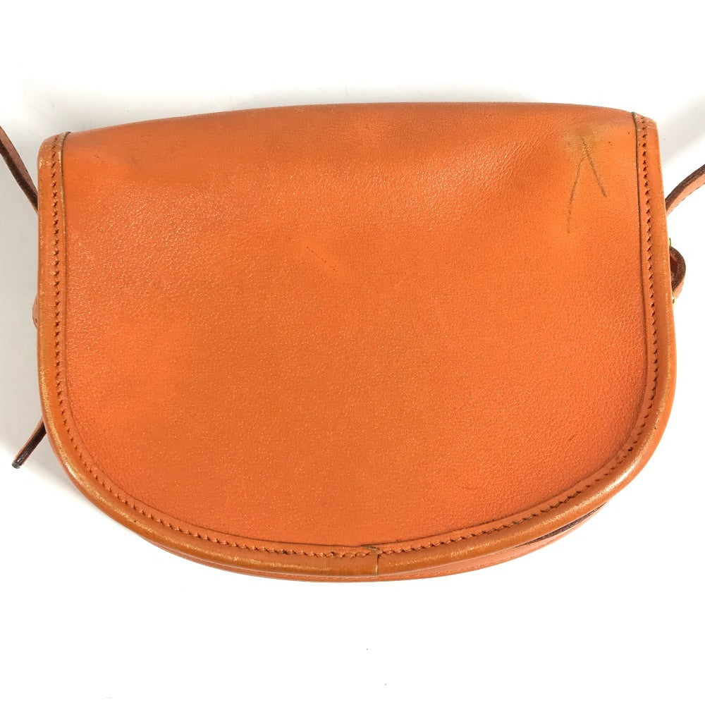 HERMES Vintage Balle de Golf Mini Flap Bag Crossbody Pouch Shoulder Bag Leather Unisex Orange