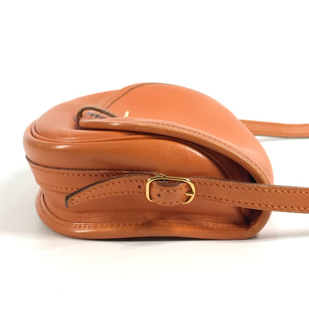 HERMES Vintage Balle de Golf Mini Flap Bag Crossbody Pouch Shoulder Bag Leather Unisex Orange