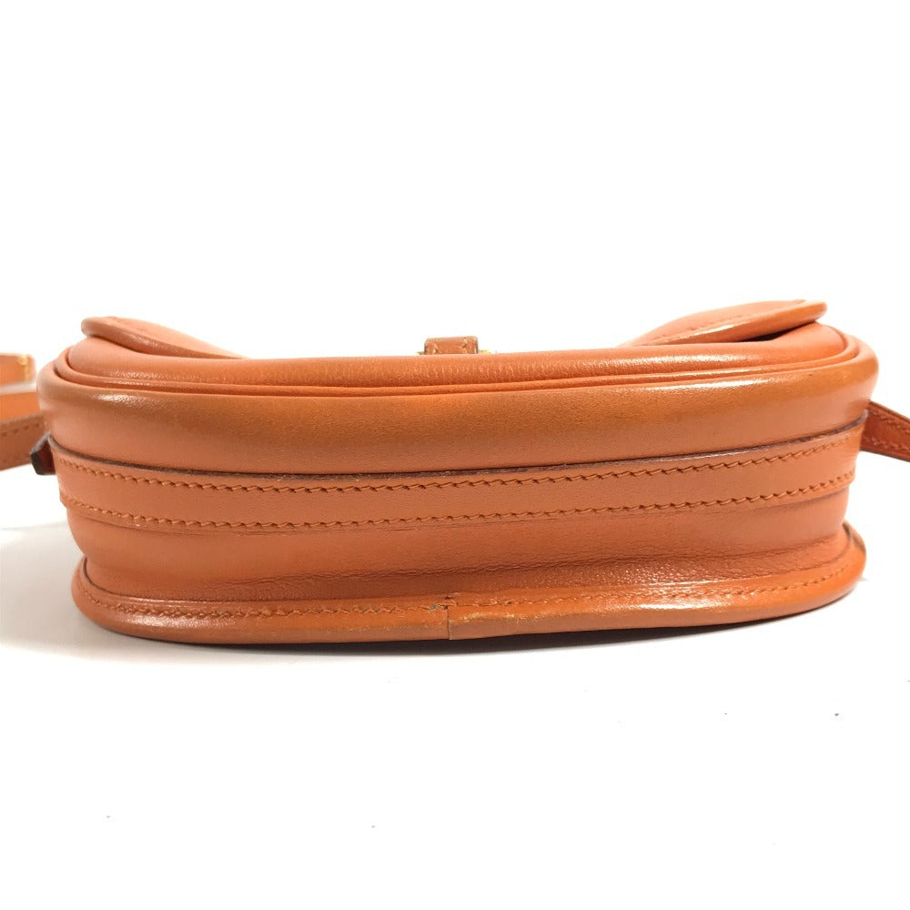 HERMES Vintage Balle de Golf Mini Flap Bag Crossbody Pouch Shoulder Bag Leather Unisex Orange