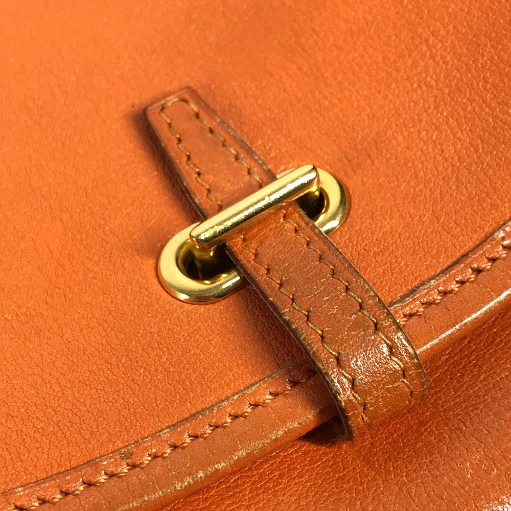 HERMES Vintage Balle de Golf Mini Flap Bag Crossbody Pouch Shoulder Bag Leather Unisex Orange