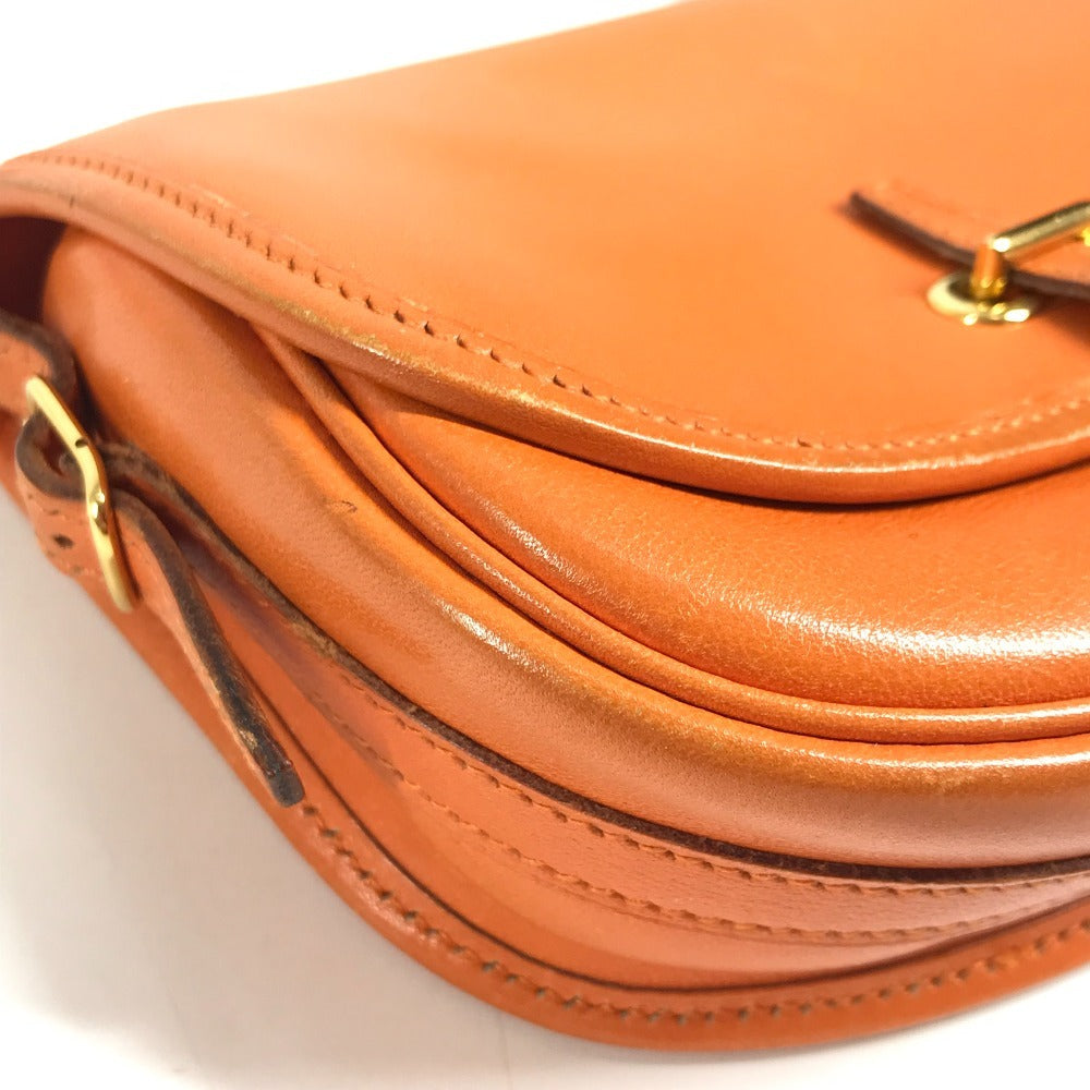 HERMES Vintage Balle de Golf Mini Flap Bag Crossbody Pouch Shoulder Bag Leather Unisex Orange