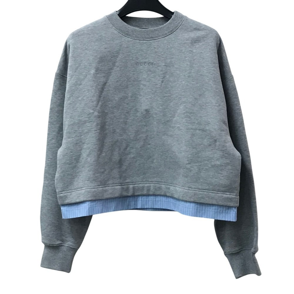 GUCCI 837933 Logo Long Sleeve Sweatshirt Top Apparel Trainer Cotton Women's Grey