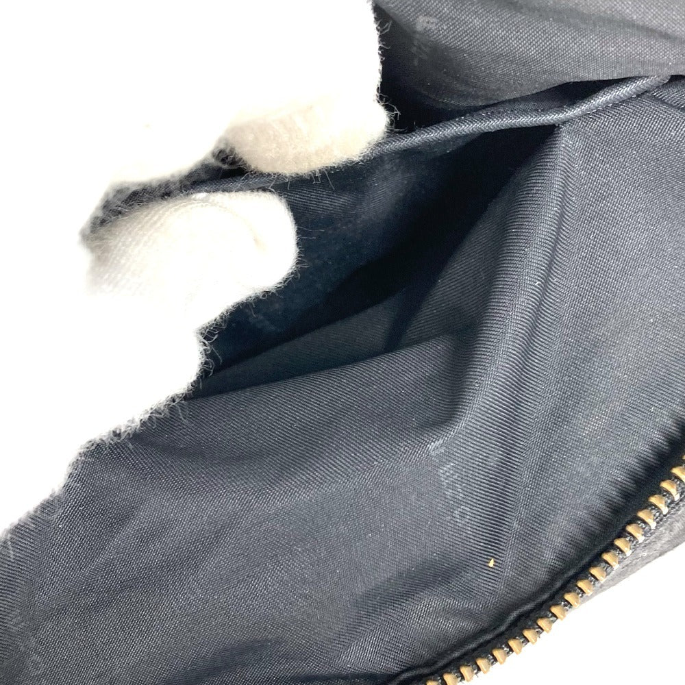 FENDI Zucchino Logo Handbag Shoulder Tote Bag Leather/Canvas Unisex Black