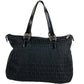 FENDI Zucchino Logo Handbag Shoulder Tote Bag Leather/Canvas Unisex Black